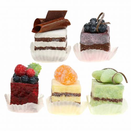 Floristik24 Pieces of cake artificially sorted 4×4cm 5pcs