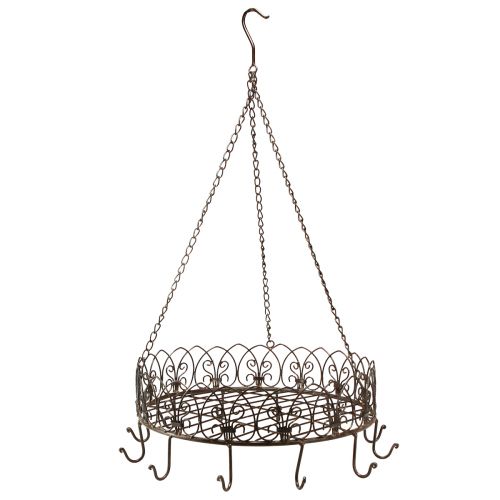 Product Kitchen Crown Kitchen Hanger Basket with Hooks Brown Rust Look Ø40cm