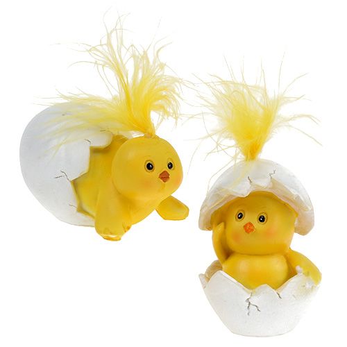 Floristik24 Chicks yellow in the egg 8cm - 12cm 4pcs