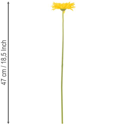 Artificial Gerbera Flowers, Sunny Yellow, Garden Flower, 47cm, 6 Pieces | Floristik24.co.uk