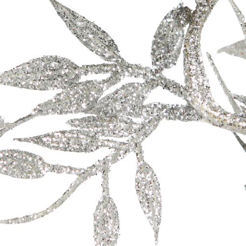 Floristik24 Artificial Garland Silver Glitter Fern Leaf Garland 180cm 3 Pcs