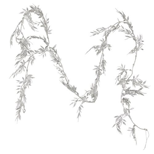Floristik24 Artificial Garland Silver Glitter Fern Leaf Garland 180cm 3 Pcs