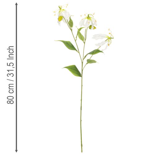 Künstlicher Gloriosa-Blütenzweig 80cm Weiß-Gelb, Set aus 3 für Dekoration | Floristik24.co.uk