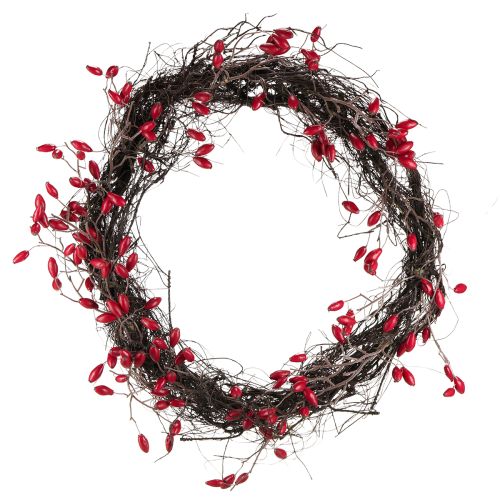 Artificial rosehip wreath decoration autumn wreath red Ø50cm