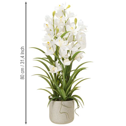 Product Artificial orchids in pot with white flowers H80cm
