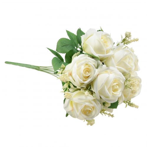 Product Artificial Roses Artificial Flower Bouquet Roses White Pick 42cm