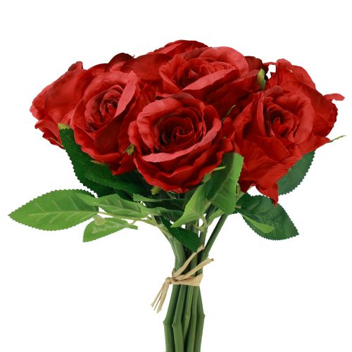 Product Artificial roses in a bunch red 30cm 10pcs