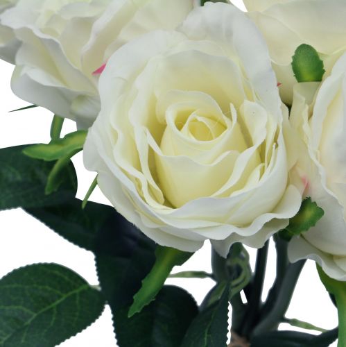 Product Artificial roses in bunch white 30cm 8 pcs