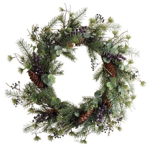 Artificial Advent wreath decorative wreath purple berries Ø45cm