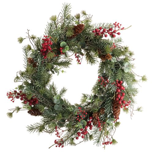Artificial Advent wreath red berries decorative wreath Ø45cm