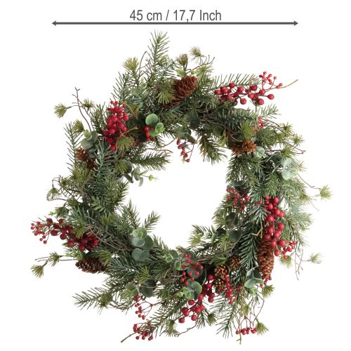 Product Artificial Advent wreath red berries decorative wreath Ø45cm
