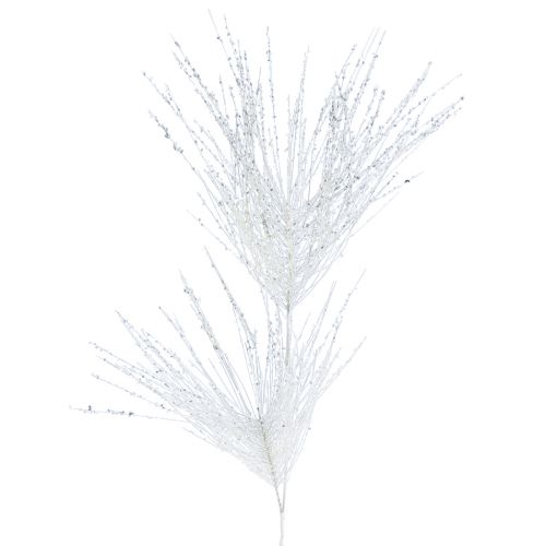 Floristik24 Artificial Pine Branch Decorative Branch White Glitter L80cm