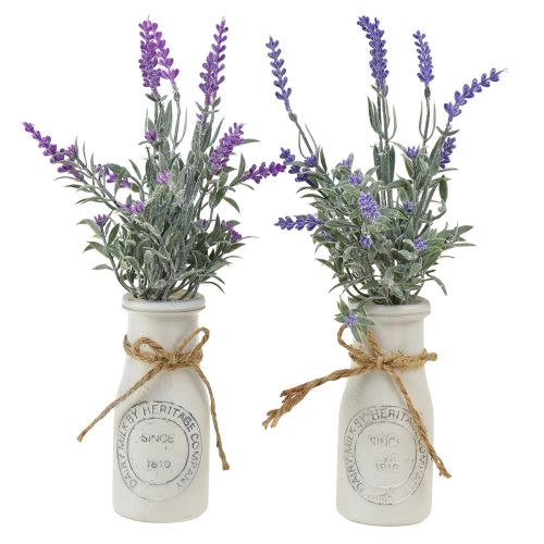 Floristik24 Artificial lavender artificial plant lavender in milk bottle 32cm 2pcs