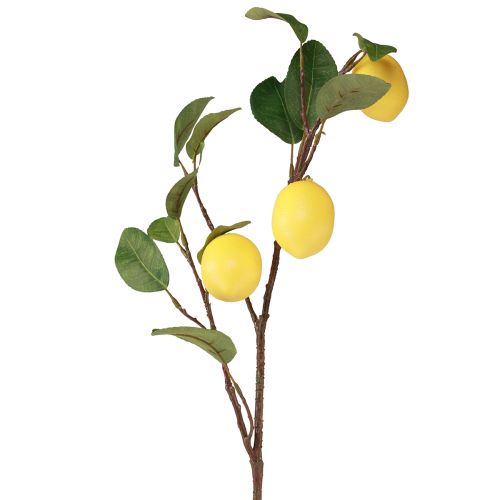 Artificial lemon branch decorative branch with 3 lemons yellow 65cm