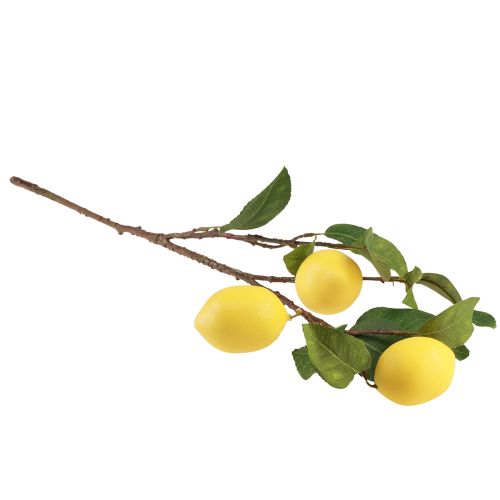 Product Artificial lemon branch decorative branch with 3 lemons yellow 65cm