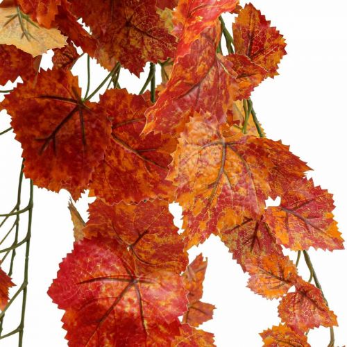Product Artificial Vine Leaves Red Orange Hanging Branch L95cm