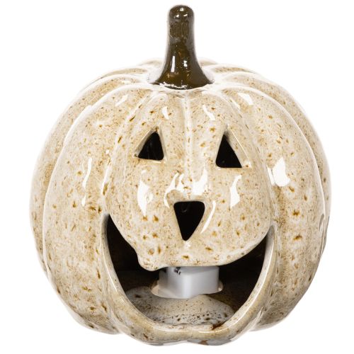 Ceramic Pumpkin Ornament with LED Light and Smiling Face 13cm | Floristik24.co.uk