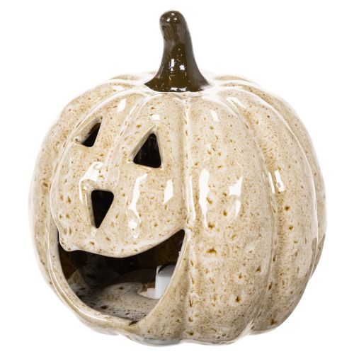 Ceramic Pumpkin Ornament with LED Light and Smiling Face 13cm | Floristik24.co.uk