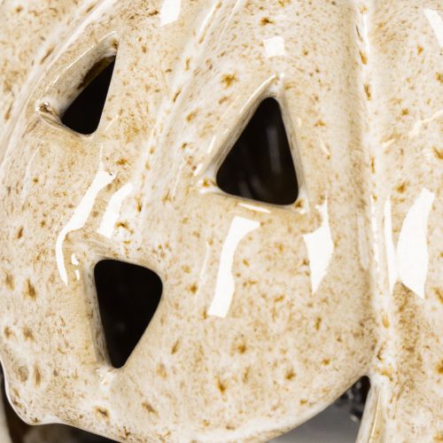 Ceramic Pumpkin Ornament with LED Light and Smiling Face 13cm | Floristik24.co.uk