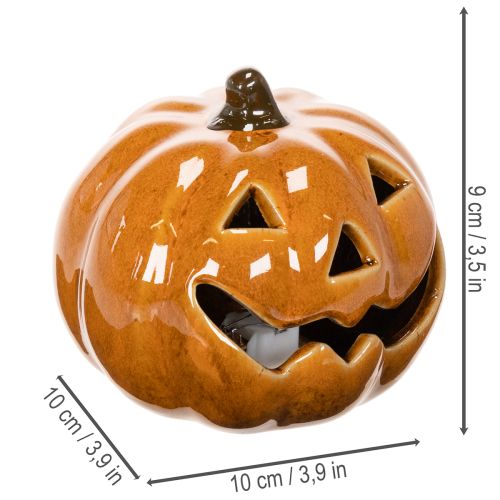 Ceramic Pumpkin LED Decoration 10cm Orange | Floristik24.co.uk