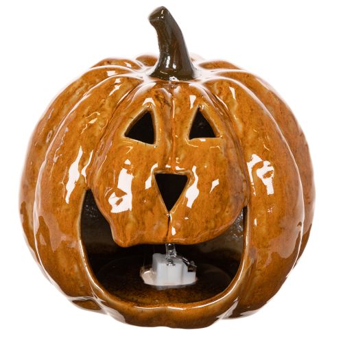 Ceramic Pumpkin Halloween LED Decoration 15cm Orange | Floristik24.co.uk