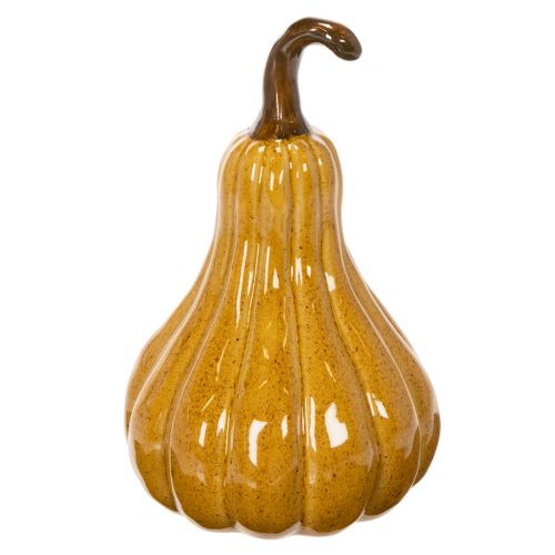 Ceramic Decorative Pumpkin 18cm Dark Yellow with Brown Stem