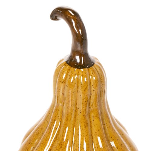 Ceramic Decorative Pumpkin 18cm Dark Yellow with Brown Stem | Floristik24.co.uk