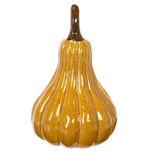Ceramic Decorative Pumpkin 18cm Dark Yellow with Brown Stem | Floristik24.co.uk