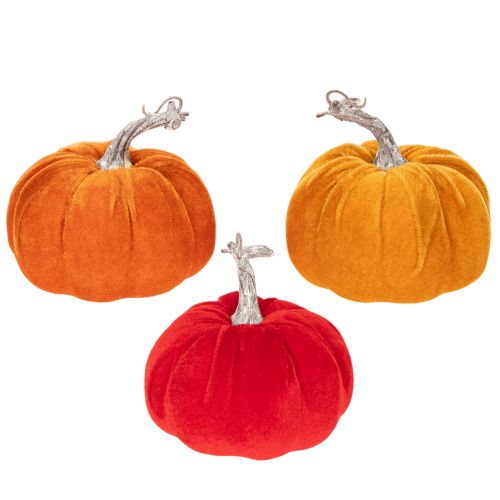 Fabric Pumpkins, 13cm, Set of 3, Orange/Yellow/Red, Indoor Autumn Decoration | Floristik24.co.uk