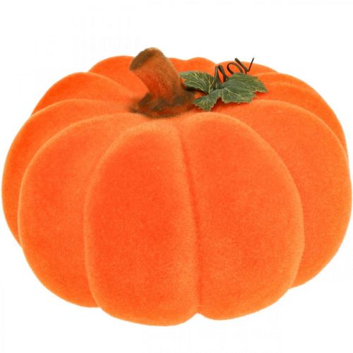 Pumpkin deco orange large Flocked autumn decoration Ø30cm