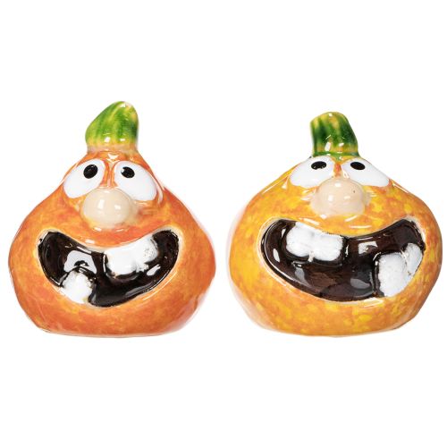 Decorative pumpkin figurine as a fun autumn decoration, 6cm, 2 pieces | Floristik24.co.uk