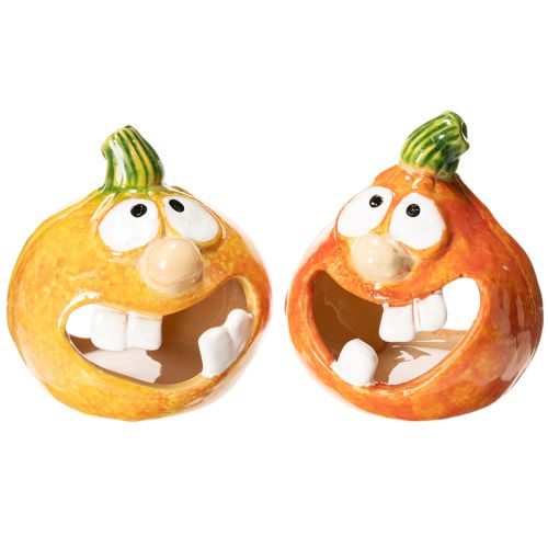 Pumpkin decorative figure and tealight holder, funny face, autumn decoration, 12cm, 2 pieces buy online | Floristik24.co.uk