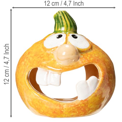 Pumpkin decorative figure and tealight holder, funny face, autumn decoration, 12cm, 2 pieces | Floristik24.co.uk