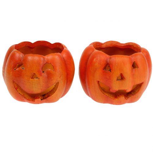 Floristik24 Pumpkin lantern Orange Ø8,5cm H6,5cm 2pcs