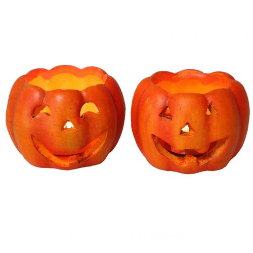 Floristik24 Pumpkin lantern Orange Ø8,5cm H6,5cm 2pcs