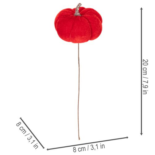 Velvet Artificial Pumpkins on Wire, Tri-Coloured Autumn Decoration Set, 8cm, Pack of 9 | Floristik24.co.uk