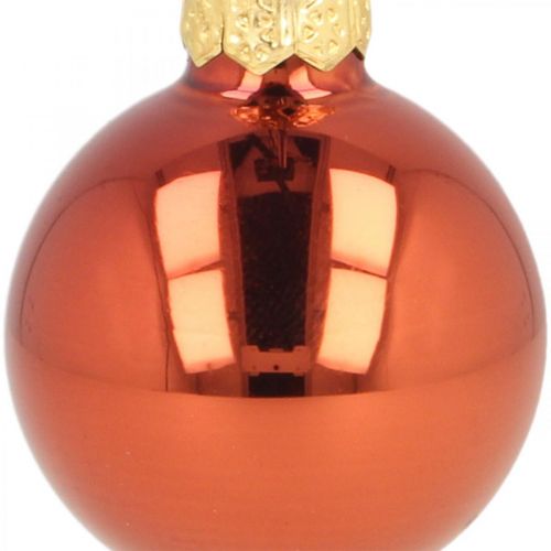 Product Mini Christmas balls glass rust red matt/glossy Ø2cm 44pcs