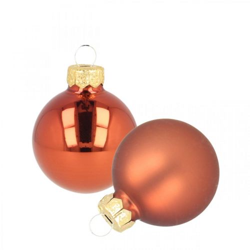 Product Mini Christmas balls glass rust red matt/glossy Ø2cm 44pcs