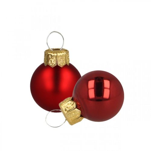 Floristik24.co.uk Mini Christmas balls glass red matt/glossy Ø2cm 44