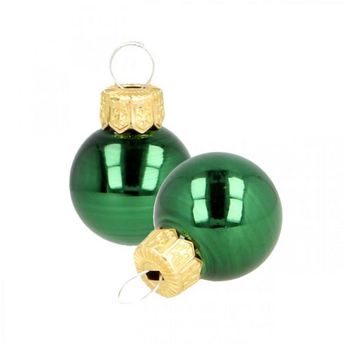 Floristik24 Mini Christmas balls glass green matt/glossy Ø2cm 44p