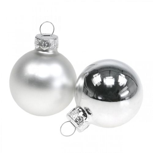 Floristik24 Christmas balls glass silver ball matt/glossy Ø4cm 60p