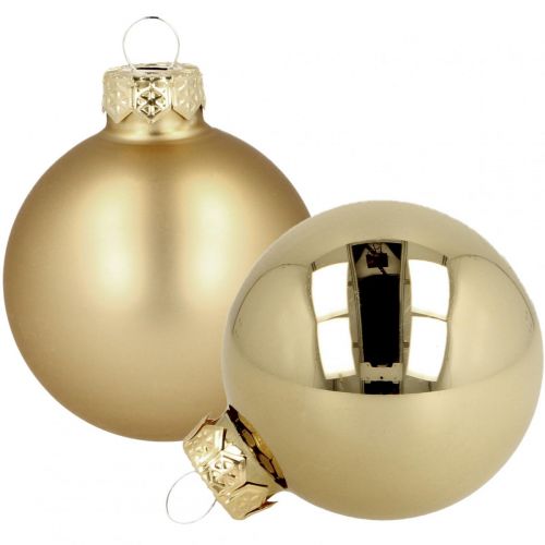 Floristik24 Christmas balls glass golden matt shiny Ø5.5cm 26pcs