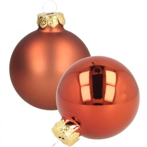 Christmas balls glass rust red matt shiny Ø5.5cm 26pcs