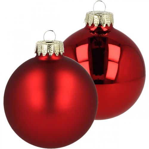 Product Christmas balls glass red glass balls matt shiny Ø8cm 14 pieces