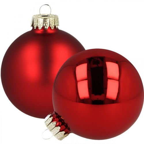 Floristik24 Christmas balls glass red glass balls matt shiny Ø8cm 14 pieces