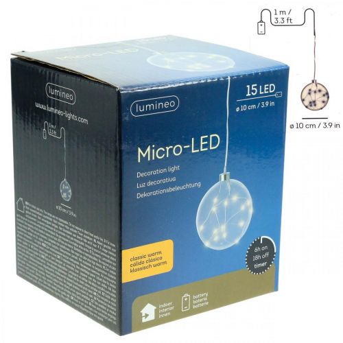Floristik24 LED ball inside Ø10cm tinted 15L warm white timer