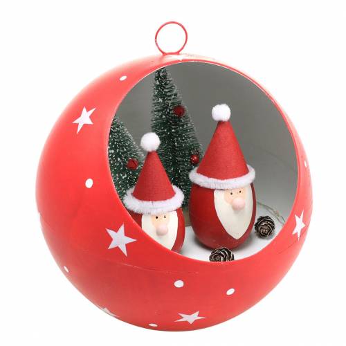 Floristik24 Christmas ball to hang Santa Clauses and LED red Ø20cm For batteries