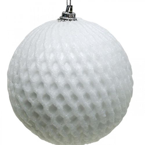 Floristik24 Christmas ball white honeycomb pattern Christmas tree ball Ø8cm 6pcs