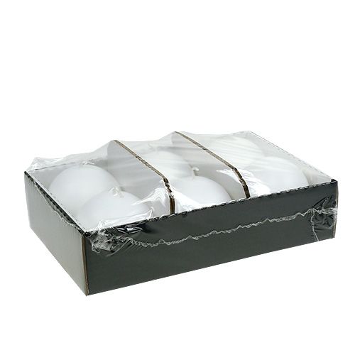 Floristik24 Ball candle 80mm white 6pcs