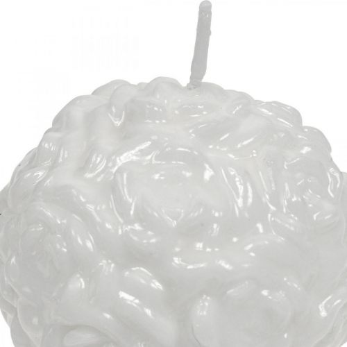 Product Ball candle roses round candle white candle decoration Ø7cm